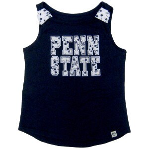 youth girls navy tank top with white floral Penn State